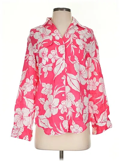 Pre-owned Tommy Bahama Long Sleeve Blouse In Pink
