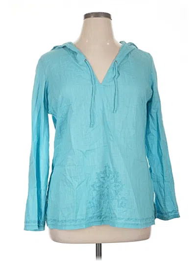 Pre-owned Tommy Bahama Long Sleeve Blouse In Teal