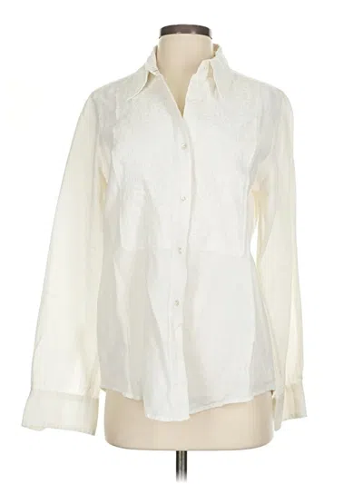 Pre-owned Tommy Bahama Long Sleeve Blouse In White