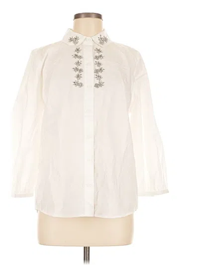 Pre-owned Tommy Bahama Long Sleeve Blouse In White