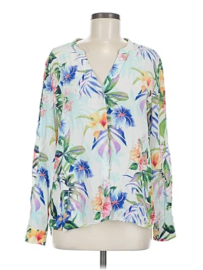 Pre-owned Tommy Bahama Long Sleeve Blouse In White