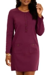 Tommy Bahama Long Sleeve Double Knit Minidress In Purple