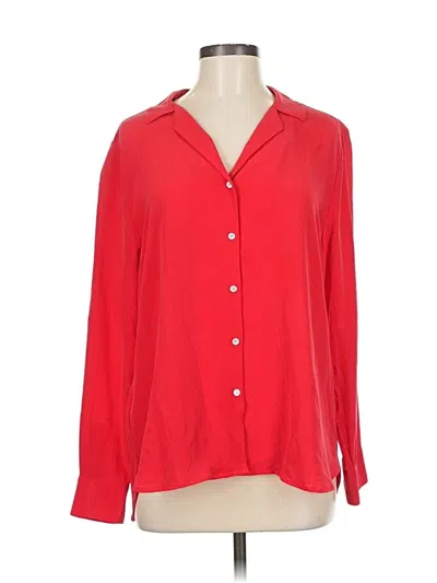 Pre-owned Tommy Bahama Long Sleeve Silk Top Red Open Neckline Tops