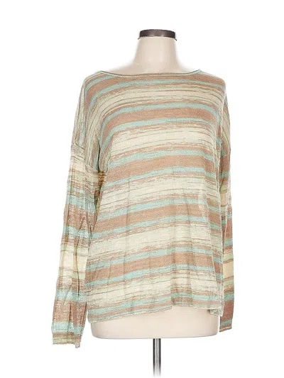Pre-owned Tommy Bahama Long Sleeve Top Tan Boatneck Tops In Brown