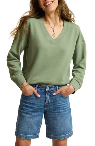 Tommy Bahama Marina Del Mar Cotton V-neck Sweatshirt In Green