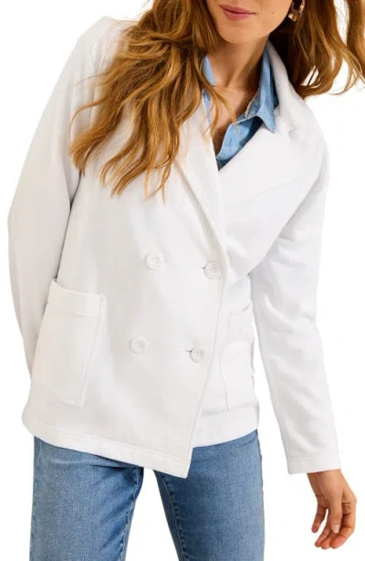 Tommy Bahama Marina Del Mar Double Breasted Cotton Fleece Blazer In White