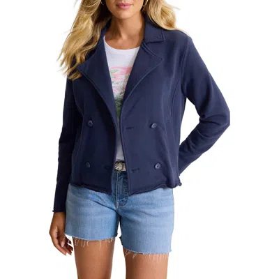 Tommy Bahama Marina Del Mar Double Breasted Crop Fleece Jacket In Coastline