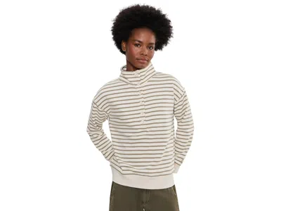 Tommy Bahama Marina Del Mar Stripe Mock Neck Women's Sweatshirt Coconut: Sm (us 4-6), Cotton In White