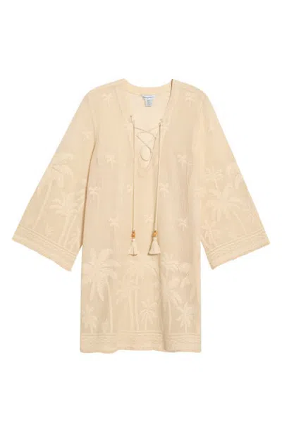 Tommy Bahama Marina Mesh Lace-up Cover-up Tunic In Neutral