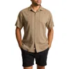 Tommy Bahama Maui Border Short Sleeve Silk Button-up Shirt In Brown