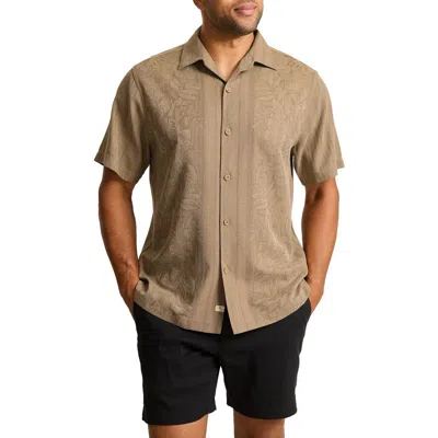 Tommy Bahama Maui Border Short Sleeve Silk Button-up Shirt In Brown