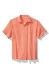 Tommy Bahama Maui Border Silk Short Sleeve Button-up Shirt In Orange