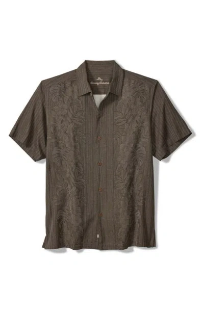 TOMMY BAHAMA TOMMY BAHAMA MAUI BORDER SILK SHORT SLEEVE BUTTON-UP SHIRT