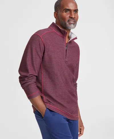Tommy Bahama Men's Bayview Reversible Quarter-zip Sweater In Cherry Stone