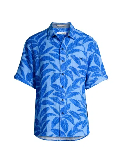 Tommy Bahama Men's Beachside Fronds Cotton-blend Button-front Shirt In Blue Muscari