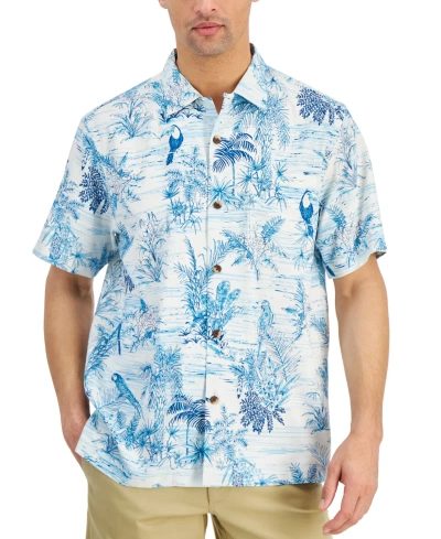 Tommy Bahama Men's Bird's-eye View Tropical-print Button-down Silk Camp Shirt In River Blue