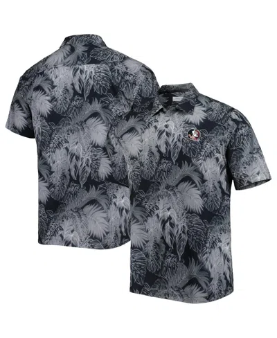 Tommy Bahama Men's Black Florida State Seminoles Coast Luminescent Fronds Islandzone Button-up Camp T-shirt In Gray
