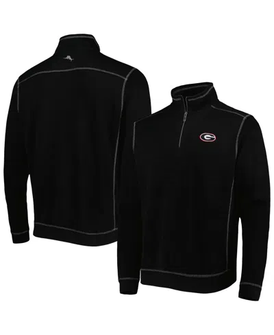 Tommy Bahama Men's Black Georgia Bulldogs Big Tall Tobago Bay Tri-blend Quarter-zip Sweatshirt