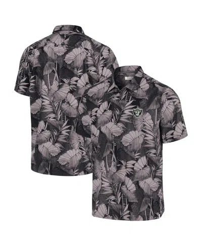 TOMMY BAHAMA MEN'S BLACK LAS VEGAS RAIDERS BIG TALL COAST NUEVO FRONDS ISLANDZONE BUTTON-UP SHIRT