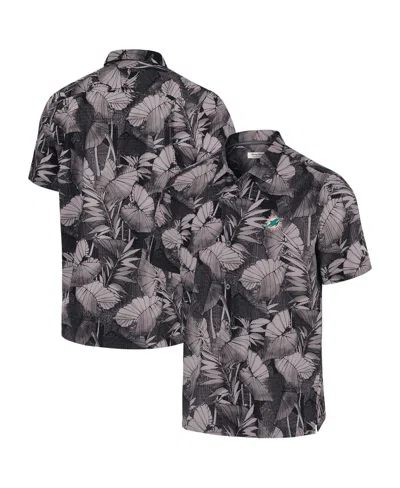 TOMMY BAHAMA MEN'S BLACK MIAMI DOLPHINS BAHAMA COAST NUEVO FRONDS CAMP BUTTON-UP SHIRT