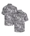 Tommy Bahama Men's Black Miami Dolphins Coconut Point Isla Palmetta Camp Button-up Shirt In Gray
