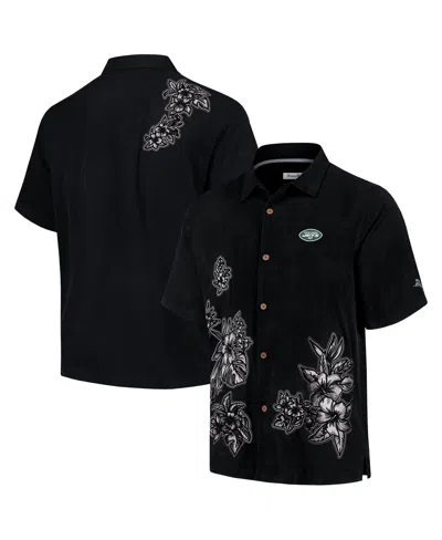 Tommy Bahama Men's Black New York Jets Hibiscus Camp Button-up Shirt
