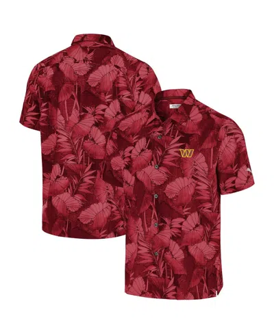 TOMMY BAHAMA MEN'S BURGUNDY WASHINGTON COMMANDERS BAHAMA COAST NUEVO FRONDS CAMP BUTTON-UP SHIRT