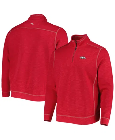 Tommy Bahama Men's Cardinal Arkansas Razorbacks Sport Tobago Bay Tri-blend Mock Neck Half-zip Jacket In Red