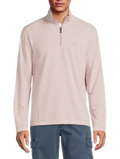 Tommy Bahama Men's Coasta Vera Heathered Quarter Zip Pullover In Pink