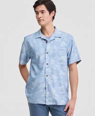 Tommy Bahama Men's Coastal Ease Palm Visions Short-sleeve Coastal Print Camp Shirt In Blue