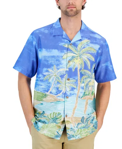 Tommy Bahama Men's Coconut Point Hidden Oasis Graphic Shirt In Summer Aqua