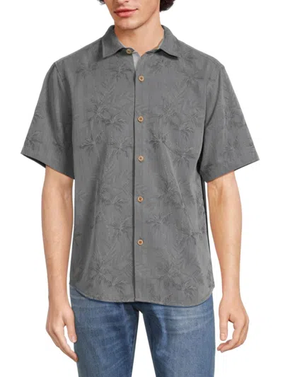 Tommy Bahama Men's Coconut Point Palm Print Shirt In Carbon Grey