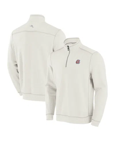 Tommy Bahama Men's Cream Atlanta Braves Sport Tobago Bay Tri-blend Half-zip Sweatshirt