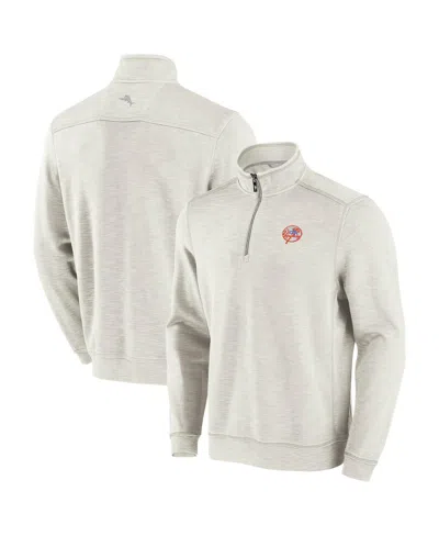 Tommy Bahama Men's Cream New York Yankees Sport Tobago Bay Tri-blend Half-zip Sweatshirt