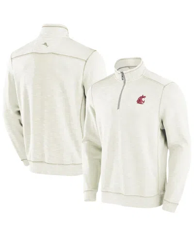 Tommy Bahama Men's Cream Washington State Cougars Tobago Bay Half-zip Tri-blend Sweatshirt In Neutral
