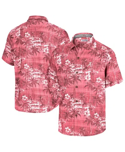 Tommy Bahama Men's Crimson Alabama Crimson Tide Coconut Point Palmetta Islandzone Camp Button-up Shirt In Pink