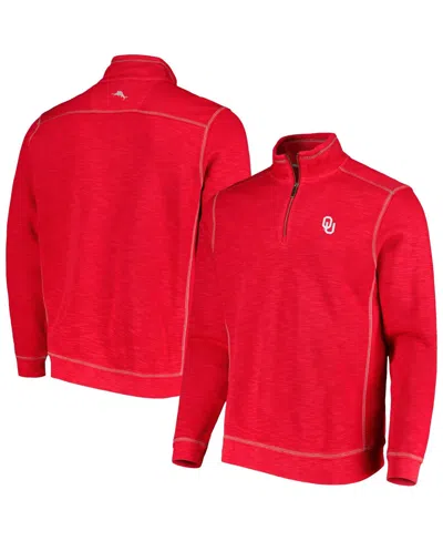 Tommy Bahama Men's Crimson Oklahoma Sooners Sport Tobago Bay Tri-blend Mock Neck Half-zip Jacket In Red