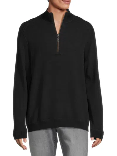 Tommy Bahama Men's Flipside Zip Up Pullover In Jet Black