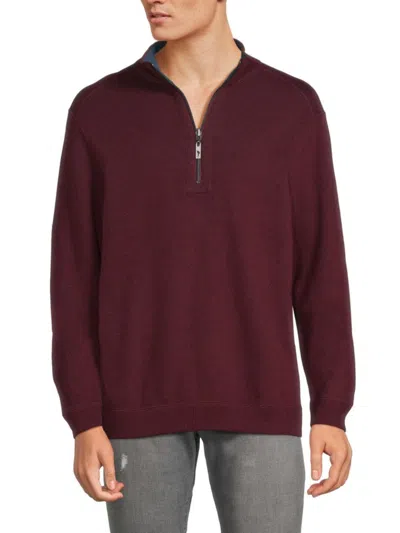 Tommy Bahama Quarter Zip Pullover In Ruby Wine