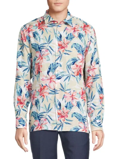 Tommy Bahama Men's Floral Linen Shirt In Continental