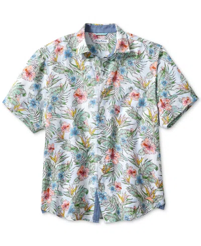 Tommy Bahama Men's Floral Sketch Short Sleeve Button-front Shirt In Dew Drop