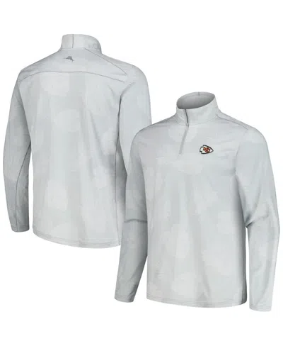 Tommy Bahama Men's Gray Chicago Bears Delray Frond Islandzone Half-zip Sweatshirt In Grey