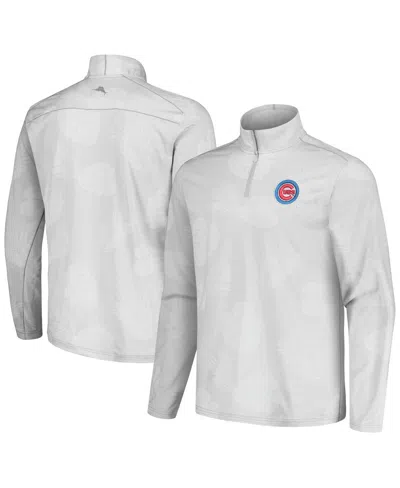 TOMMY BAHAMA MEN'S GRAY CHICAGO CUBS DELRAY FROND ISLANDZONE HALF-ZIP JACKET