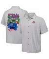 Tommy Bahama Men's Gray Chicago Cubs Hit And Run Silk Camp Button-up Shirt In Gray