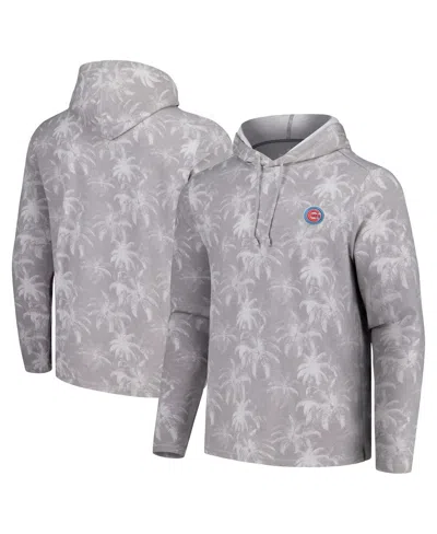 TOMMY BAHAMA MEN'S GRAY CHICAGO CUBS PALM FRENZY HOODIE LONG SLEEVE T-SHIRT
