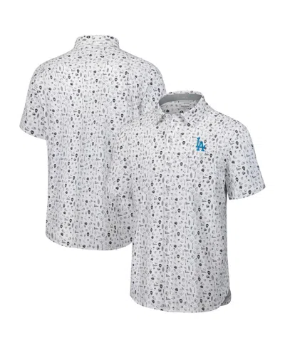 Tommy Bahama Men's Gray Los Angeles Dodgers Nova Wave Riptide Rally Camp Button-up Short Sleeve Shirt In Neutral