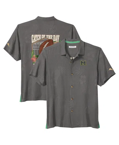 Tommy Bahama Men's Gray Michigan Wolverines Catch Of The Day Camp Islandzone Button-up T-shirt In Multi