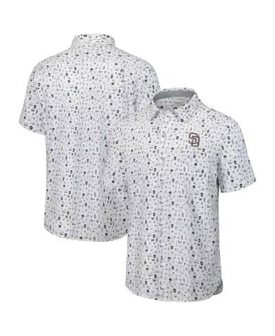 Tommy Bahama Men's Gray San Diego Padres Nova Wave Riptide Rally Camp Button-up Short Sleeve Shirt In White