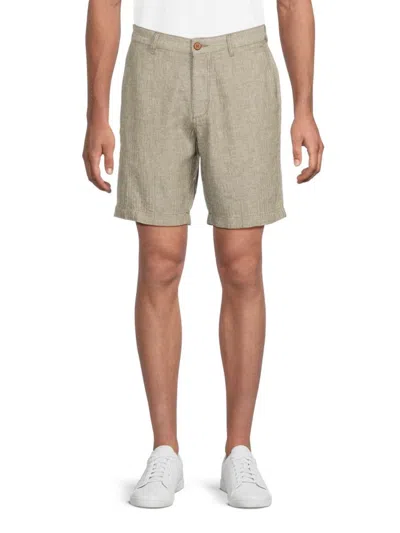 Tommy Bahama Men's Harbor Herringbone Linen-cotton Shorts In Palm Moss