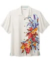 TOMMY BAHAMA MEN'S LAS FLORES ISLE SHORT SLEEVE PRINTED SILK BUTTON-FRONT CAMP SHIRT